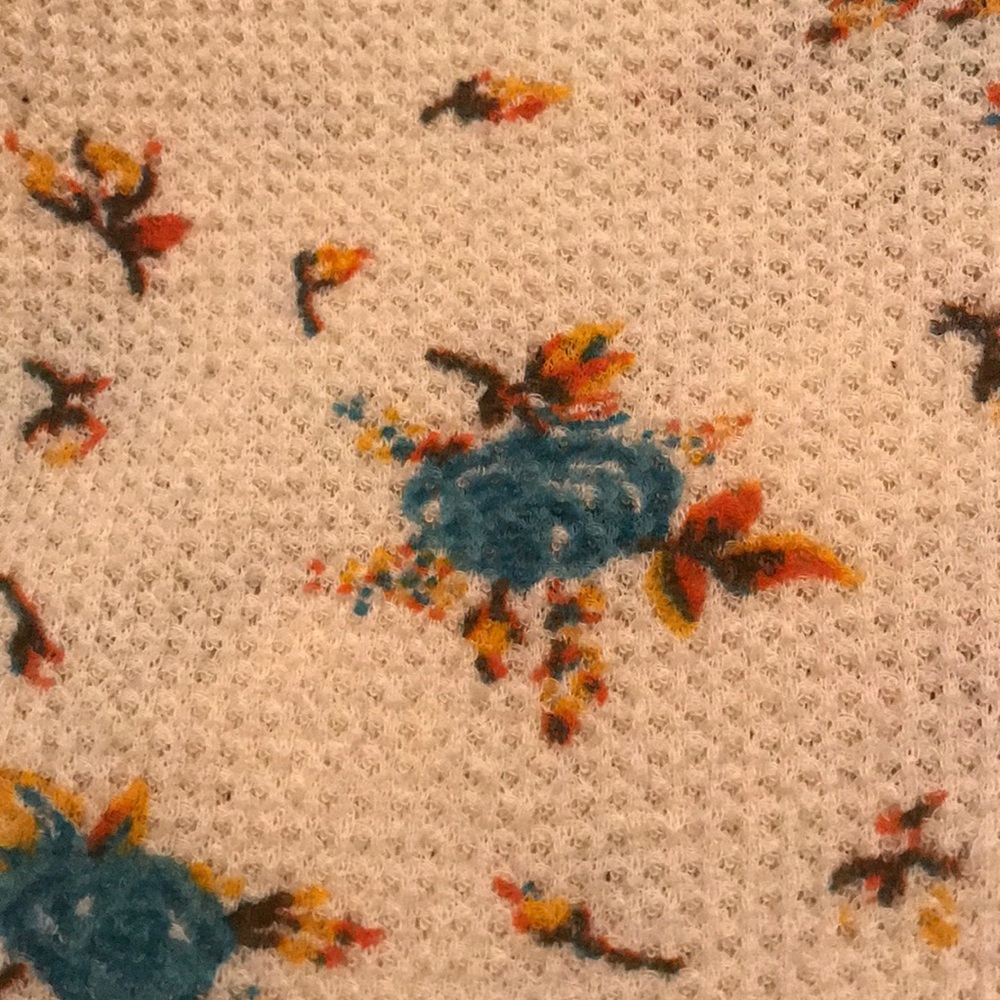 Free People floral waffle knit shirt